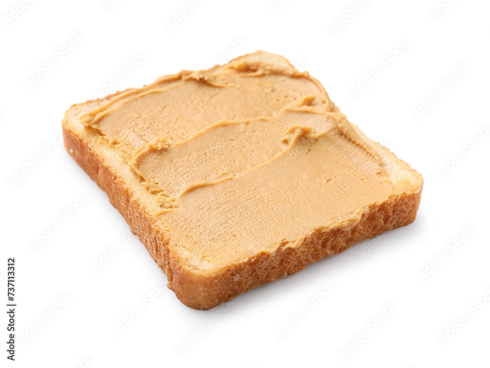 Tasty peanut butter sandwich isolated on white