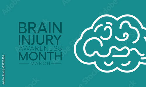 Brain Injury awareness month (TBI) is observed every year in March, is a disruption of the normal function of the brain that can be caused by a blow, bump or jolt to the head. vector illustration