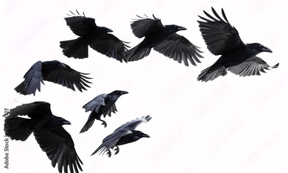 Obraz premium Flock of Black Birds Soaring in the Sky A Celebration of Black History Month Generative AI