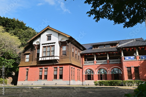 Taipei, Taiwan - Jan 12, 2024: Beitou Hot Spring Museum is a historic landmark building in the Beitou District. Offers visitors insight into the rich heritage of hot spring bathing in Taiwan. 