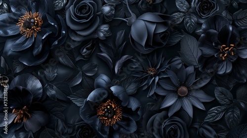 Flower Power A Black and Blue Bouquet for the Modern Bride Generative AI