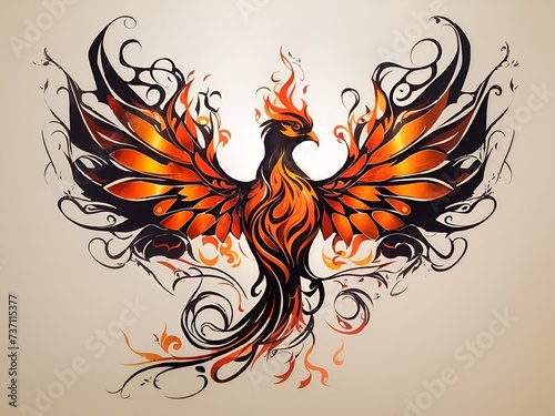A phonix with her flaming wings photo