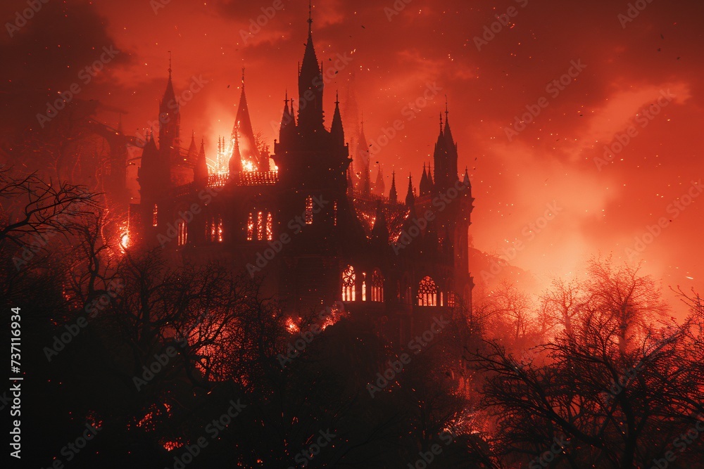 Red Castle Blaze A Glimpse of the Monthly Horror Event Generative AI