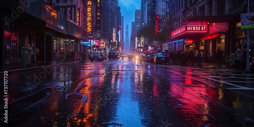 NYC Nightlife A Rainy Night on Broadway Generative AI