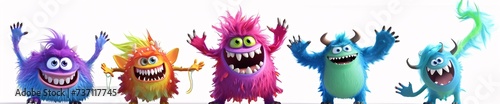 Purple Monster with Green Eyes and Fangs A Cute and Scary Creature for Halloween Generative AI