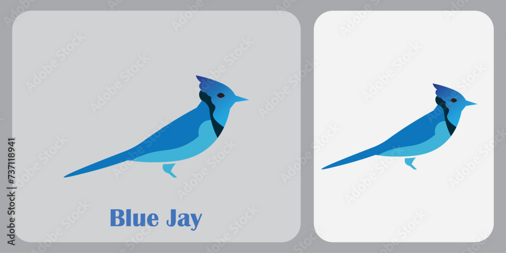 Fototapeta premium Vector Logo Illustration Bird Blue Jay Silhouette
