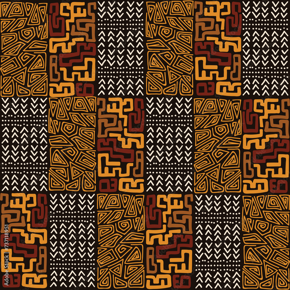 African seamless mosaic pattern. Vector geometric ethnic print African seamless mosaic pattern. Vector geometric ethnic print