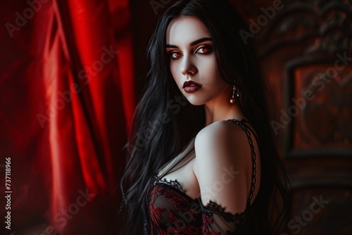 October's Haunting Beauty A Vampire-Inspired Lingerie Shoot Generative AI