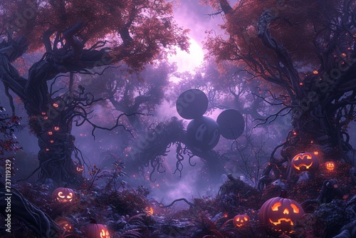 Mickey Mouse in a Haunted Forest A Halloween-Inspired Adventure Generative AI