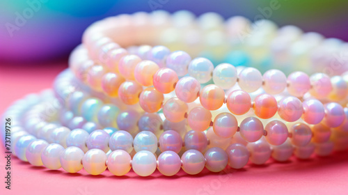 Close-Up of Iridescent Pearl Bracelets