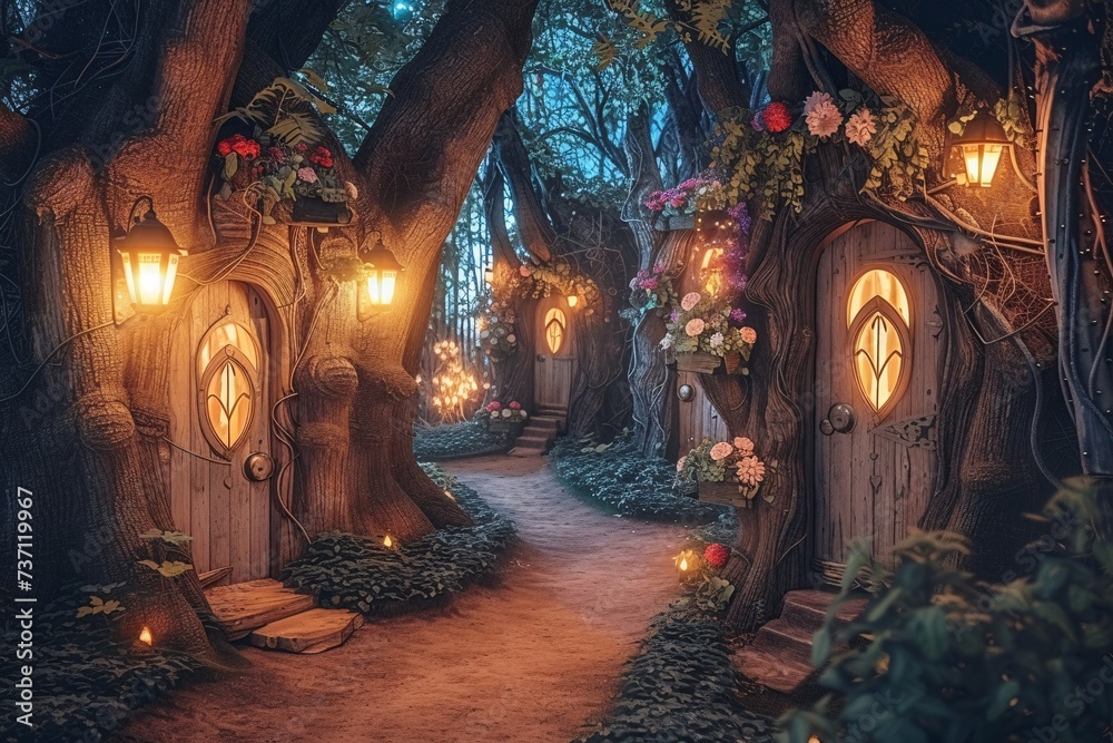 Enchanted Forest A Magical Nighttime Adventure Generative AI