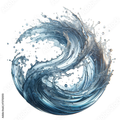 Dynamic Splash of Water,Nature,Environment,3D rendering illustration,isolated on a transparent background.