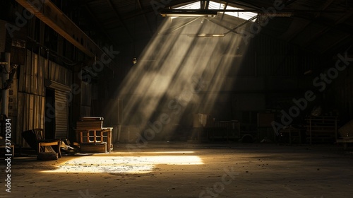 Sunlight Beams Through the Roof A Stunning Interior Shot Generative AI photo