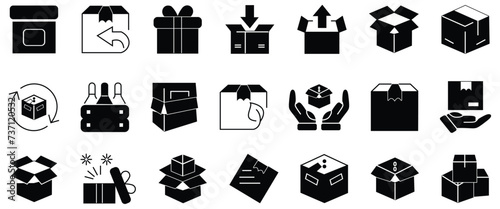 Delivery Boxes And Package, icon set. Symbol collections in transparent background.