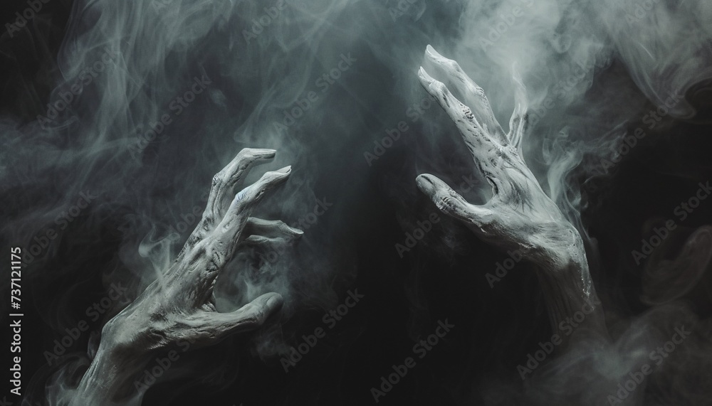 Ghostly Hands Reach Out in the Fog Generative AI - obrazy, fototapety, plakaty 