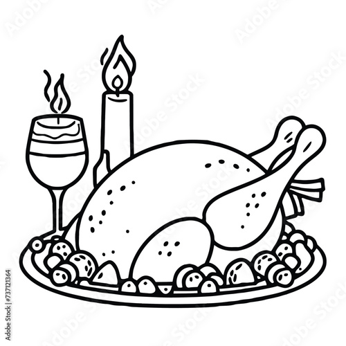 Roast Coloring Page Vector