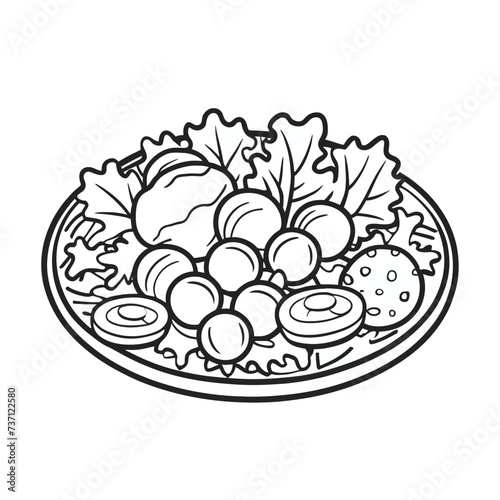 Refreshing summer salad with mixed greens tomatos Vector Outline