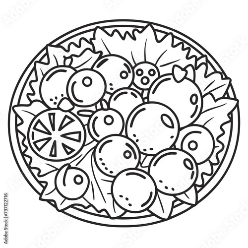 Refreshing summer salad with mixed greens tomatos Vector Outline