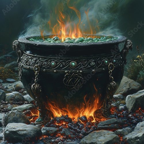 Fiery Cauldron of the Goddess A Magickal Ritual for the Full Moon Generative AI photo