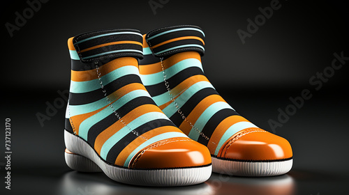 Multicolor child's striped socks isolated photo