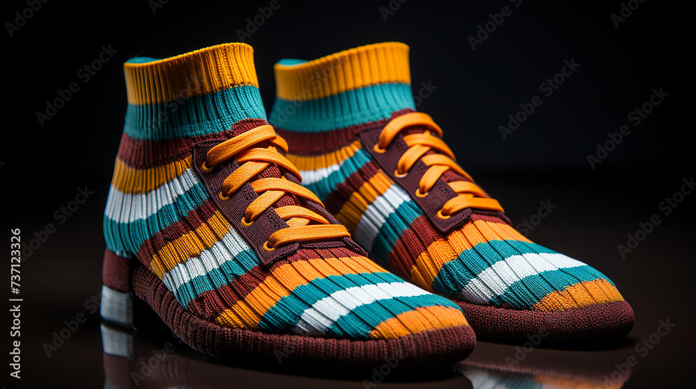 Multicolor child's striped socks isolated photo Multicolor child's striped socks isolated photo