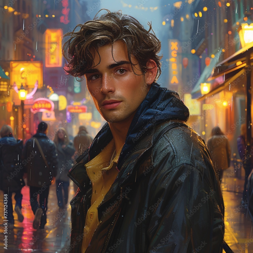 Rainy Night in the City A Hipster's Guide to Surviving the Downpour Generative AI