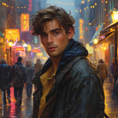 Rainy Night in the City A Hipster's Guide to Surviving the Downpour Generative AI © Bipul Kumar