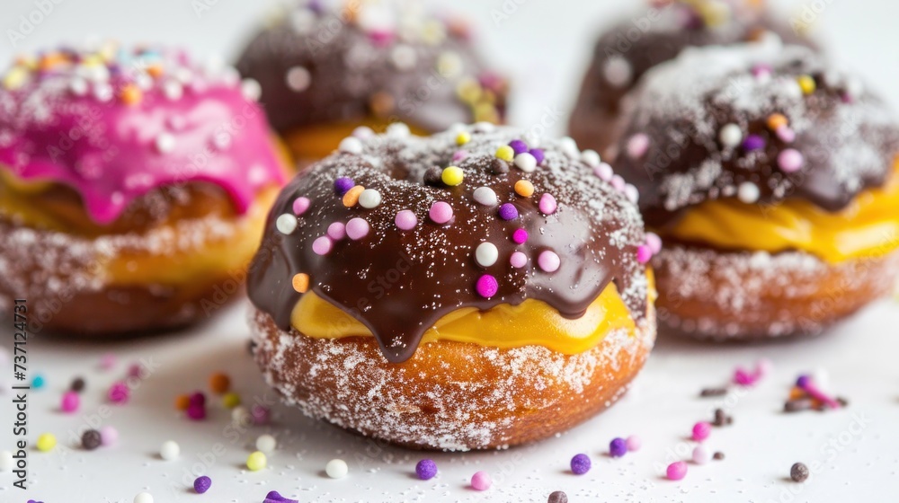 Exquisite donuts filled with chocolate.