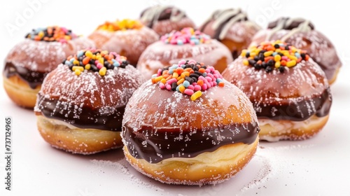 Exquisite donuts filled with chocolate.