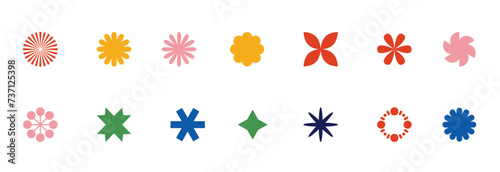 Abstract and basic shapes collection. Vector basic shape. Geometric formal shape. Polygonal elements. Modern trendy minimalist basic figures, circles, hexagon, star, flat style. Vector illustration