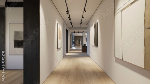 Inspired Hallway with Minimalist Artwork. Generative ai, 