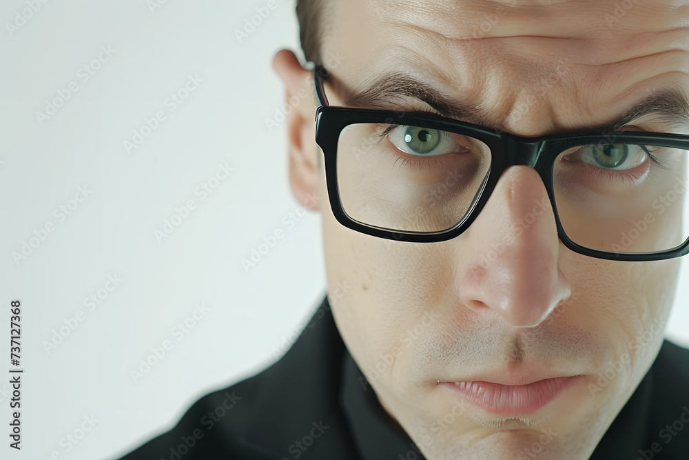 Close up portrait of handsome man wearing eyeglass. Elegant man in glasses. Optics style for men Close up portrait of handsome man wearing eyeglass. Elegant man in glasses. Optics style for men