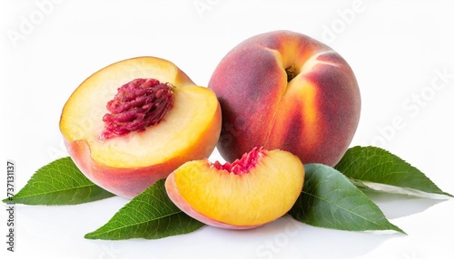 peach fruit isolated on white or transparent background