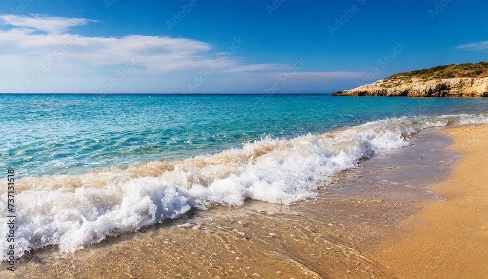 beautiful transparent seashore with sea foam italian beach in salento natural marine background
