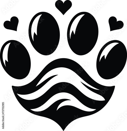 vector hand drawn paint paw print