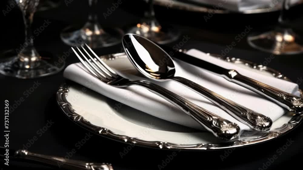 A simple and elegant plate with silverware and cutlery. Perfect for showcasing a sophisticated dining experience or adding a touch of class to food-related content. A simple and elegant plate with silverware and cutlery. Perfect for showcasing a sophisticated dining experience or adding a touch of class to food-related content.