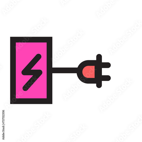 Adapter Cable Element Energy Filled Outline Icon