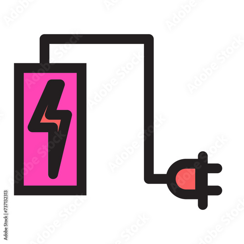 Adapter Cable Element Energy Filled Outline Icon