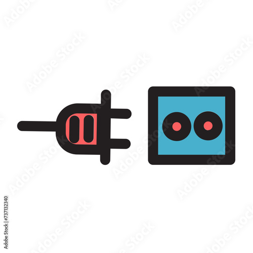 Adapter Cable Element Energy Filled Outline Icon