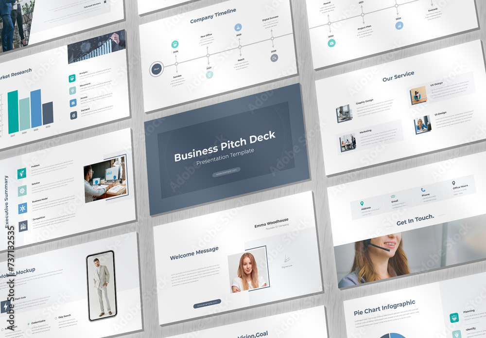 Business Pitch Deck Presentation Template Layout Stock Template | Adobe ...