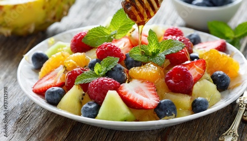 fruit salad with a honey dressing