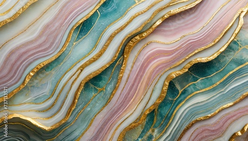 abstract colorful agate marble background waves and swirl patterns in soft pastels with gold trim