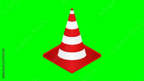 Red Traffic Cone Motion Video On Green Screen For safety road construction
