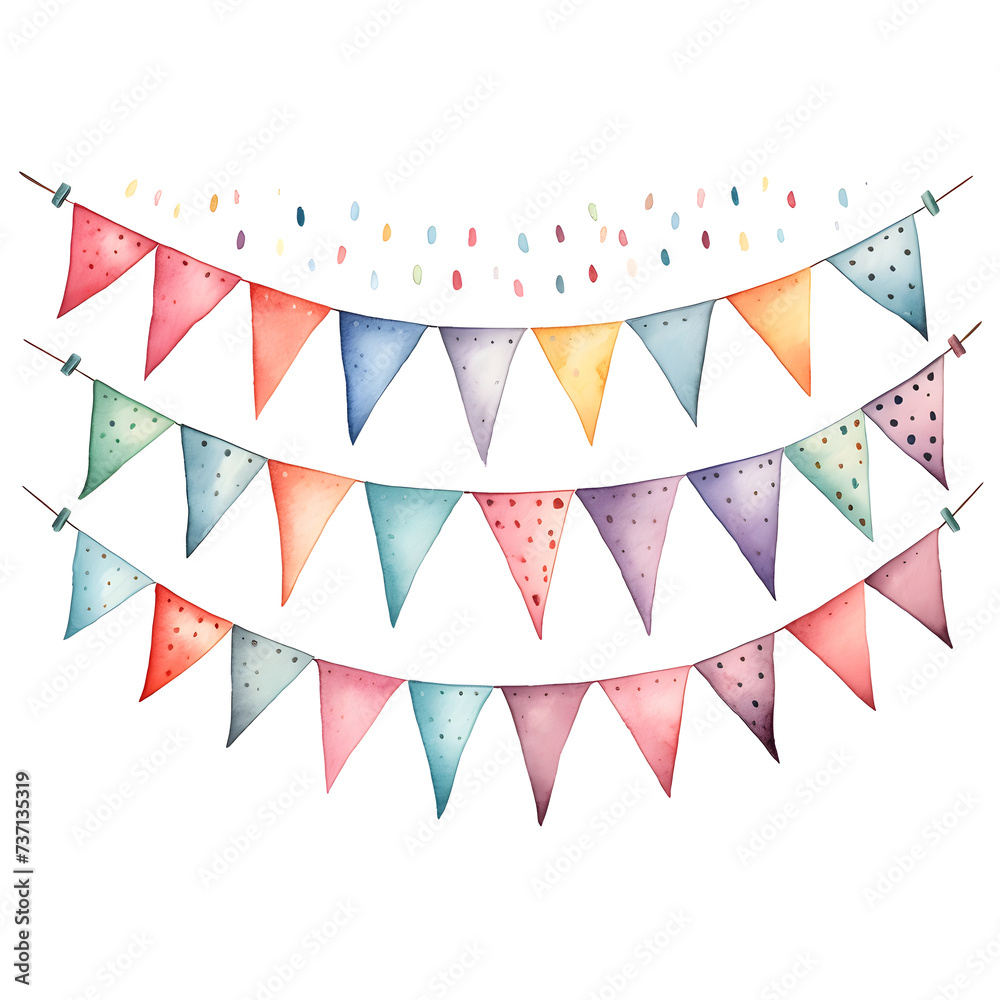 Watercolor illustration of bunting isolated on white background Watercolor illustration of bunting isolated on white background