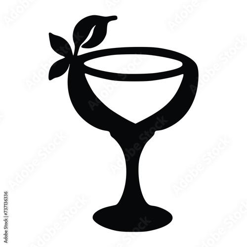 Black and white Vector illustration of a drinking glass, white background