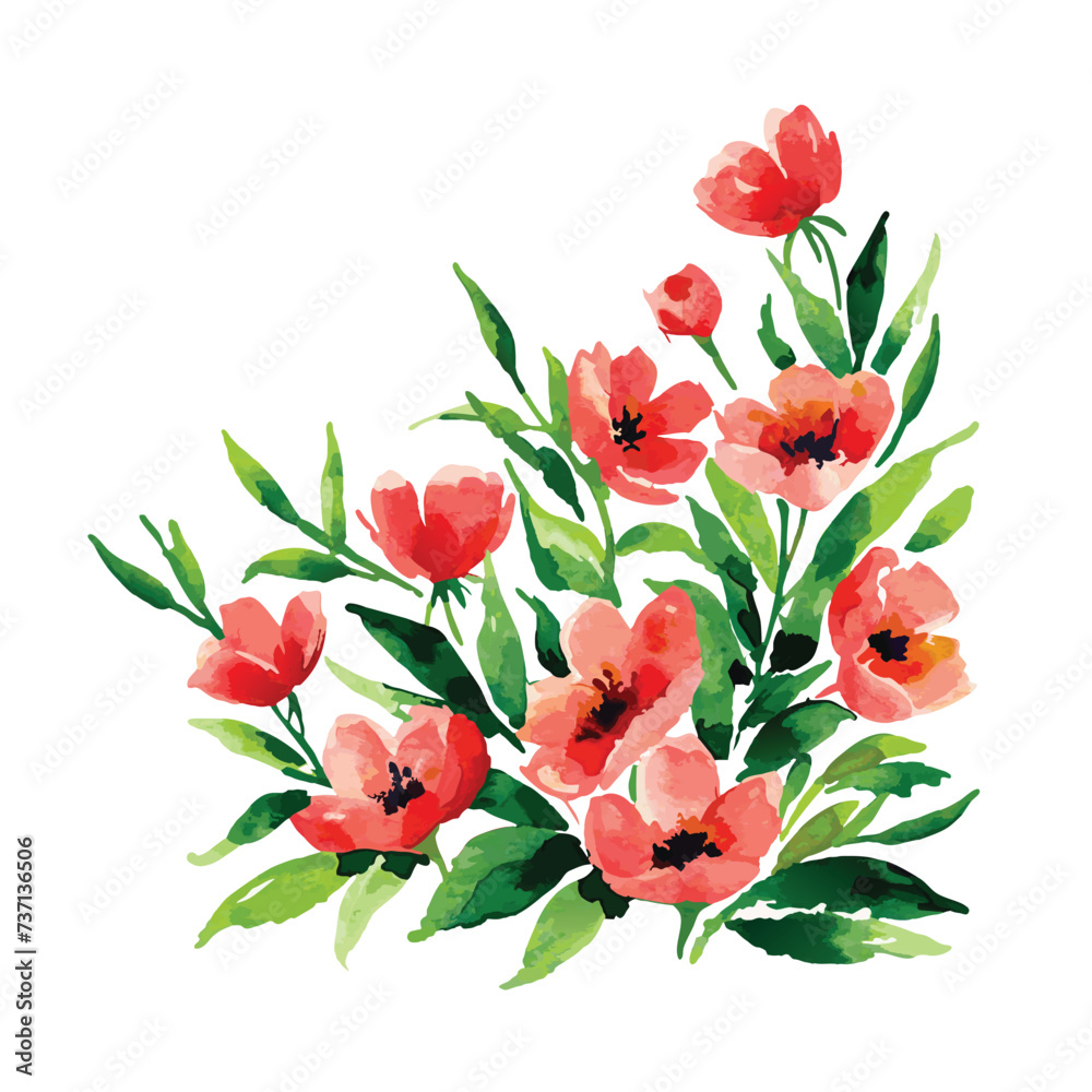 Watercolor painting of bouquet of a wild flowers. Summer background. Element for design. Vector illustration. Watercolor painting of bouquet of a wild flowers. Summer background. Element for design. Vector illustration.
