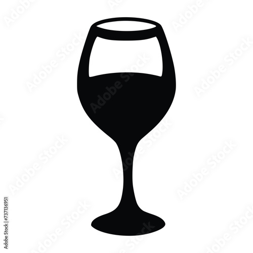 Black and white Vector illustration of a drinking glass, white background