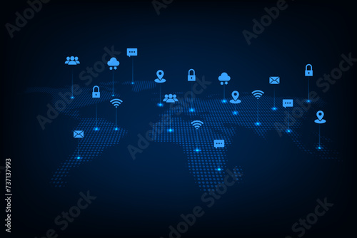 Vector technology internet of things concept. futuristic internet automation system.