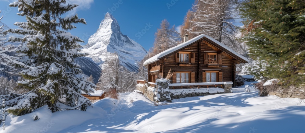 Beautiful winter scenery with fresh snow covering the ground in a serene and tranquil landscape