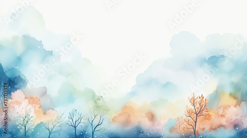 Beautiful Landscape Watercolor Oil Painting Abstract Background with Paint Brush Strokes, Wallpaper © DreamStock